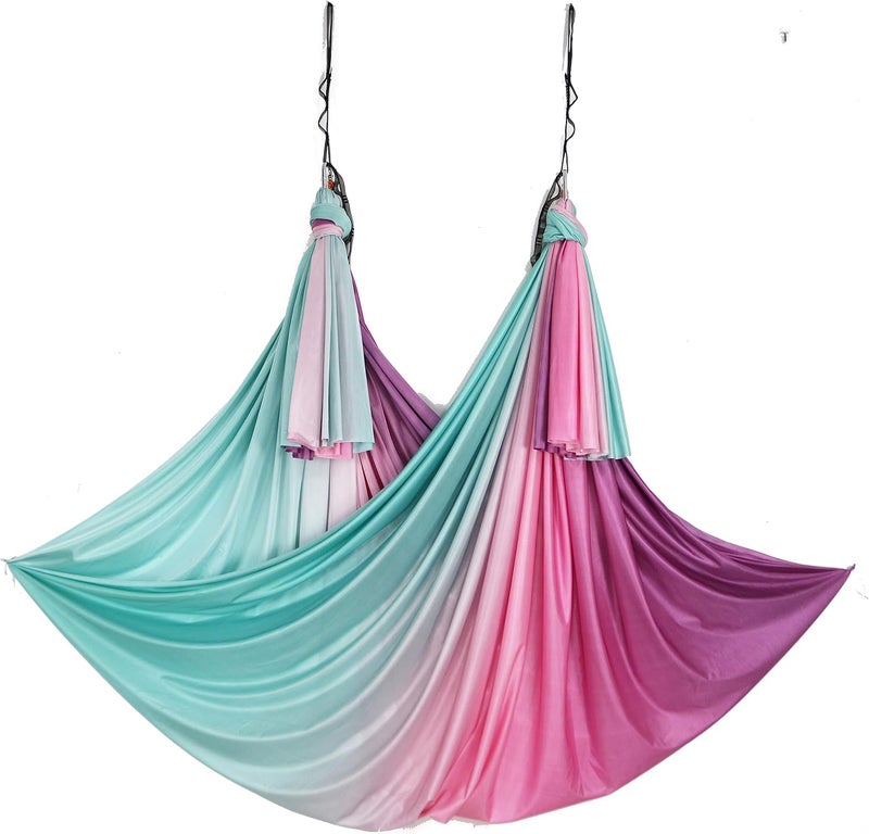 wellsem Aerial Yoga Hammock Aerial Pilates Silk Yoga Swing Set Inversion Equipment include daisy Chain, Pose Guide 5.5 yards - Image 1
